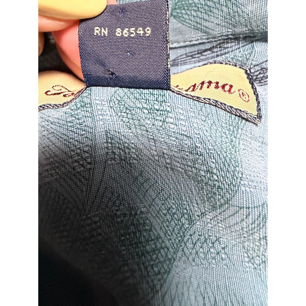 Tommy Bahama Mens Large 100% Silk Blue Palm Leaf Print Camp Shirt RN 86549 - Picture 5 of 10